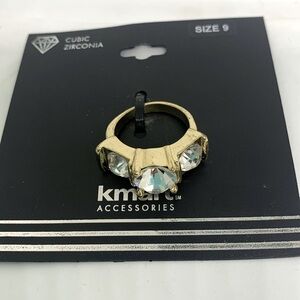 Size 9 Three diamond cubic zirconia ring